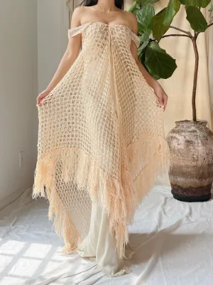 Vintage Light Peach Extra Large Shawl - OSFM