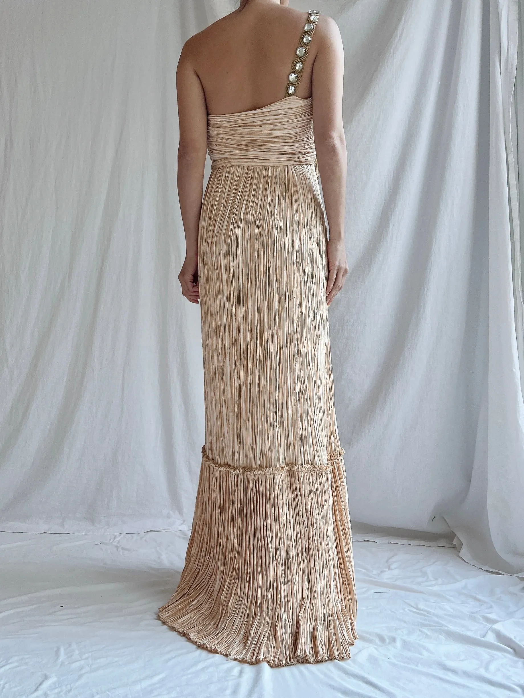 Vintage Mary McFadden Pleated Gown - M