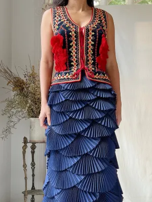 Vintage Polish Beaded Tassel Corset - S/M