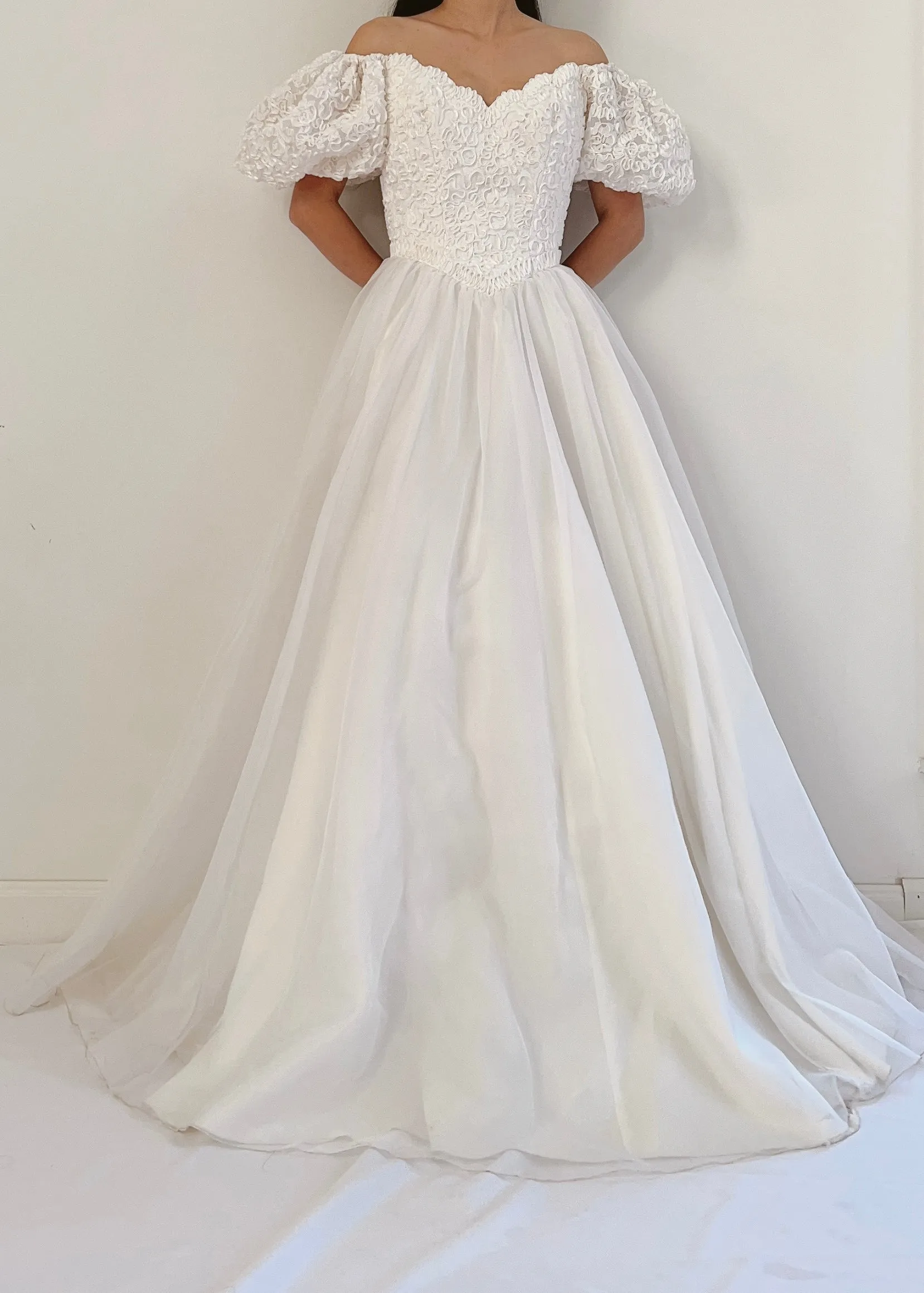 Vintage Puff Sleeve Chiffon Gown - XXS