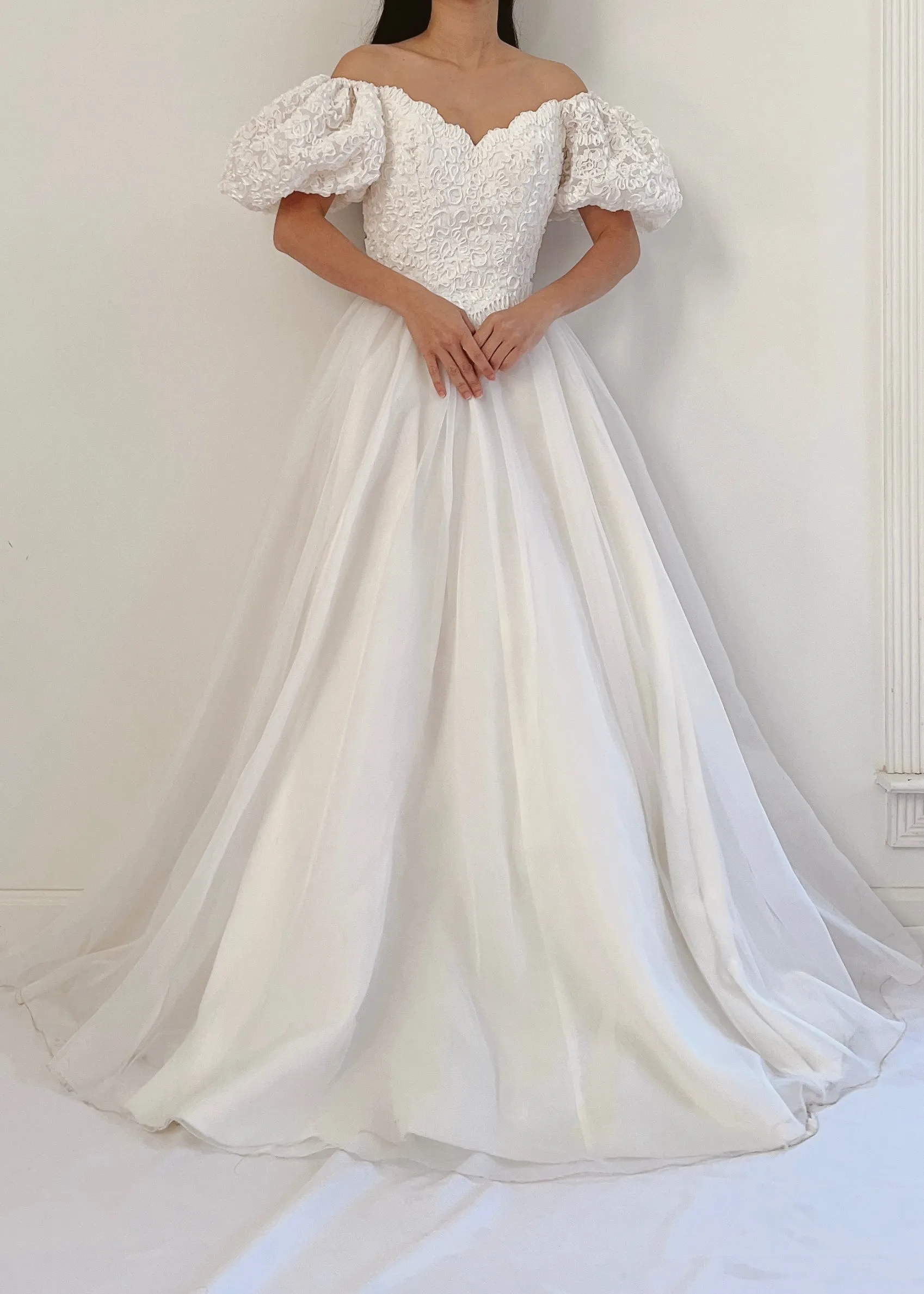 Vintage Puff Sleeve Chiffon Gown - XXS
