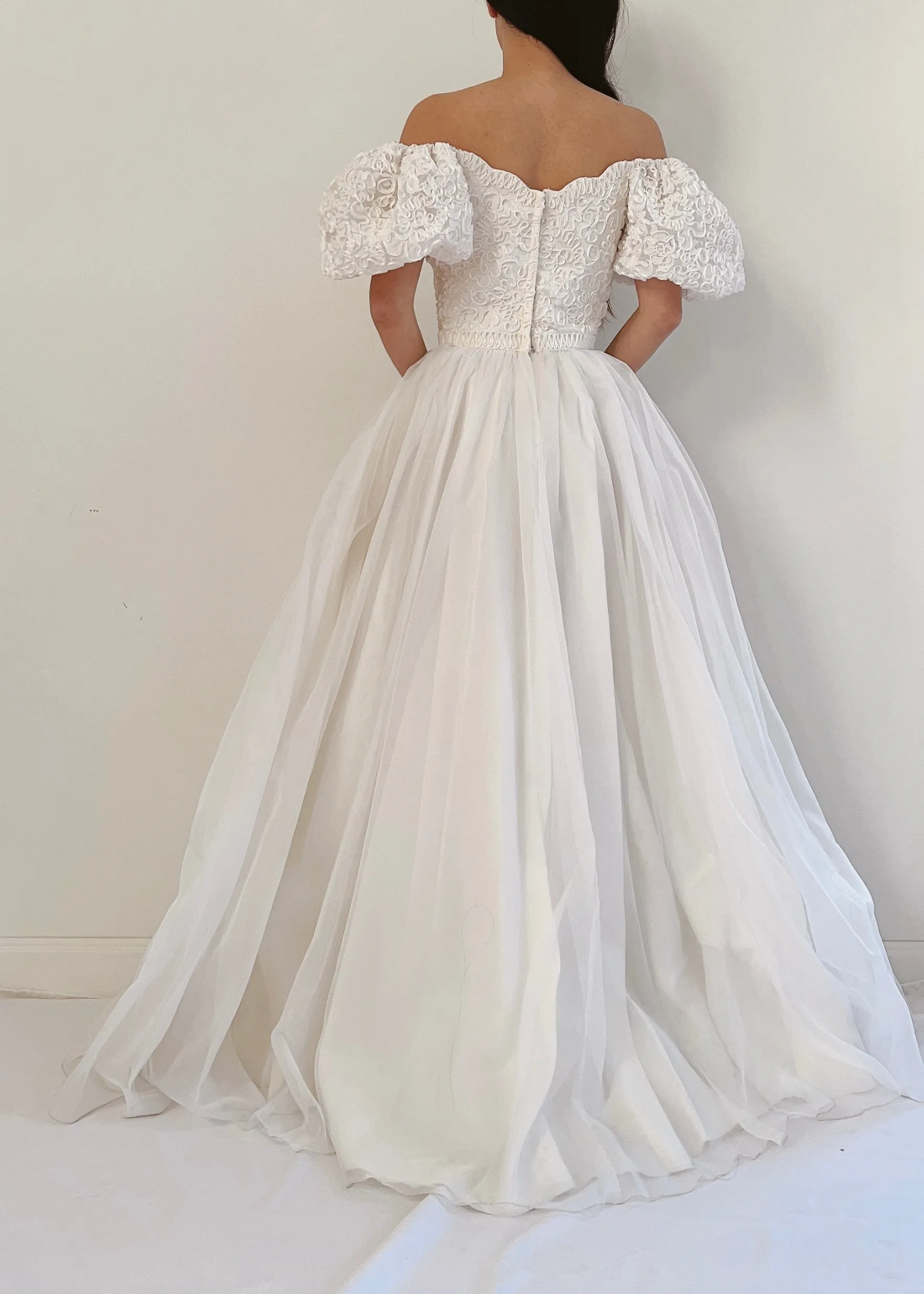 Vintage Puff Sleeve Chiffon Gown - XXS