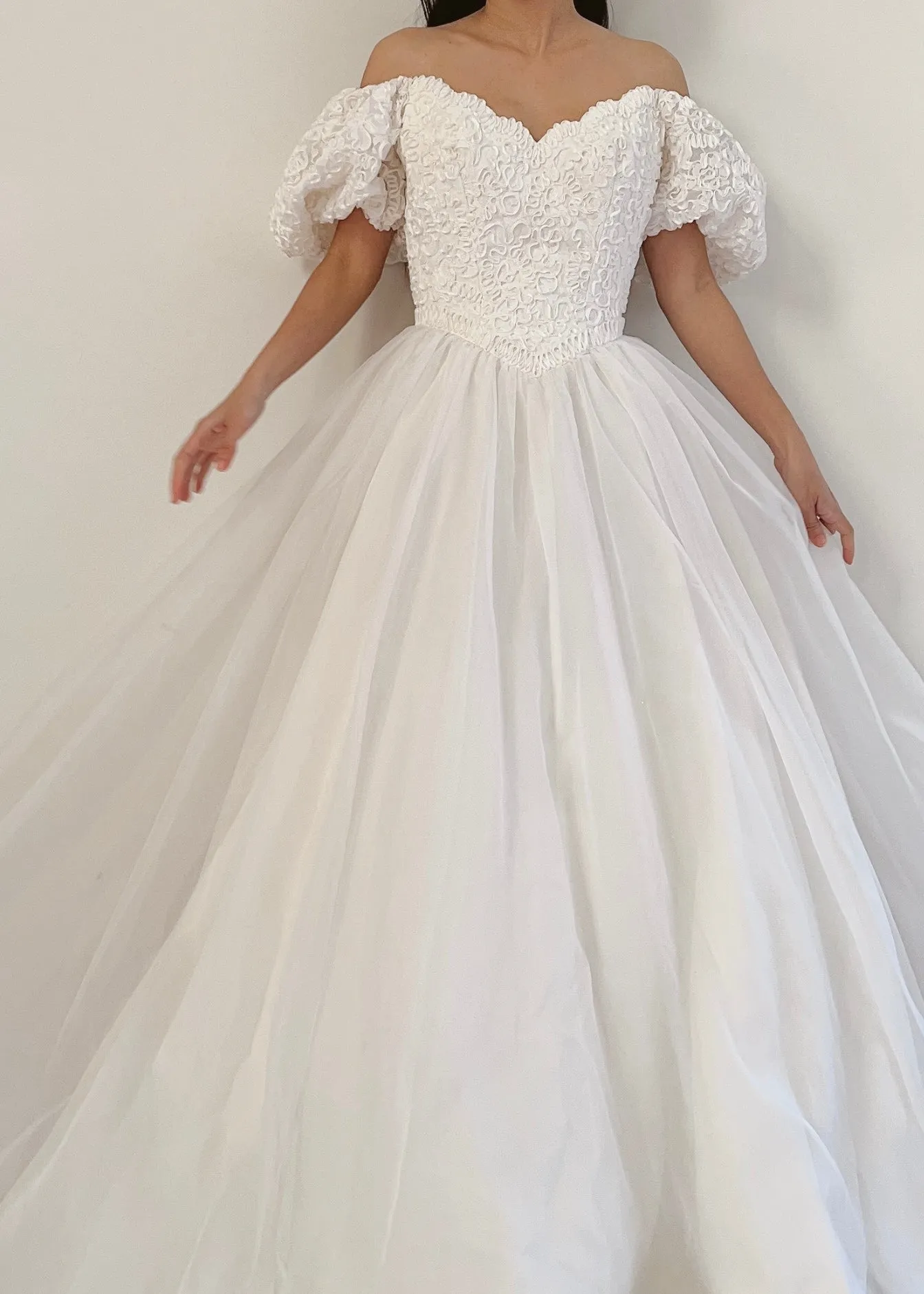 Vintage Puff Sleeve Chiffon Gown - XXS