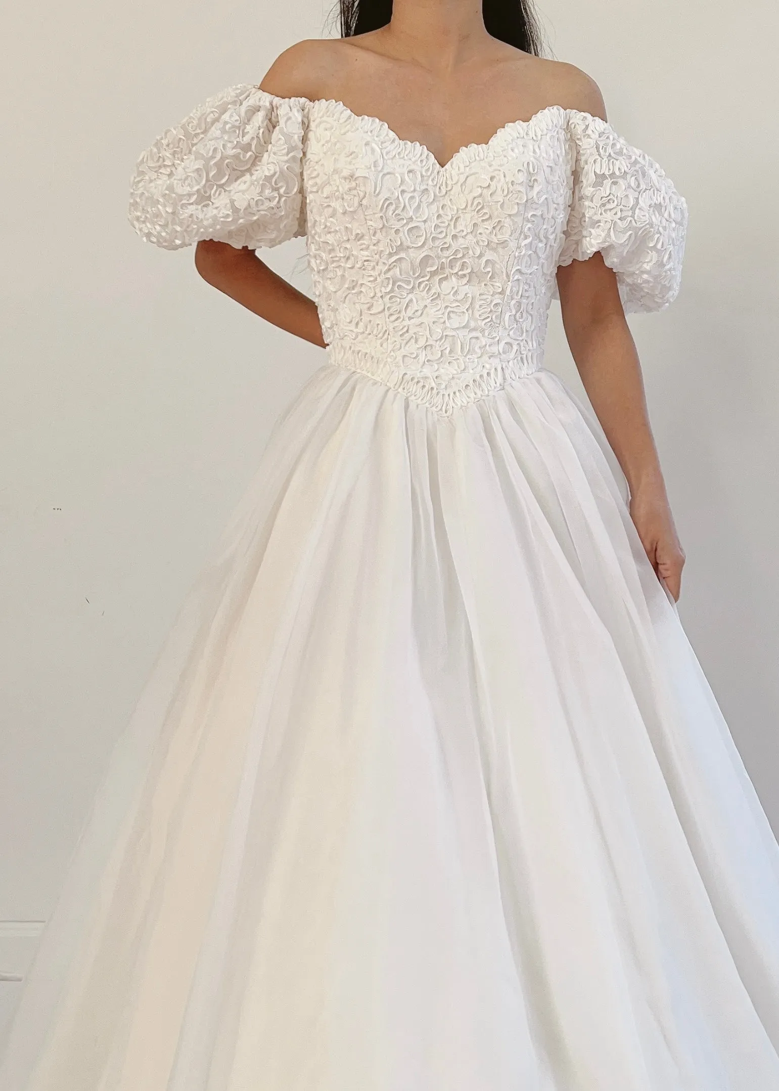 Vintage Puff Sleeve Chiffon Gown - XXS