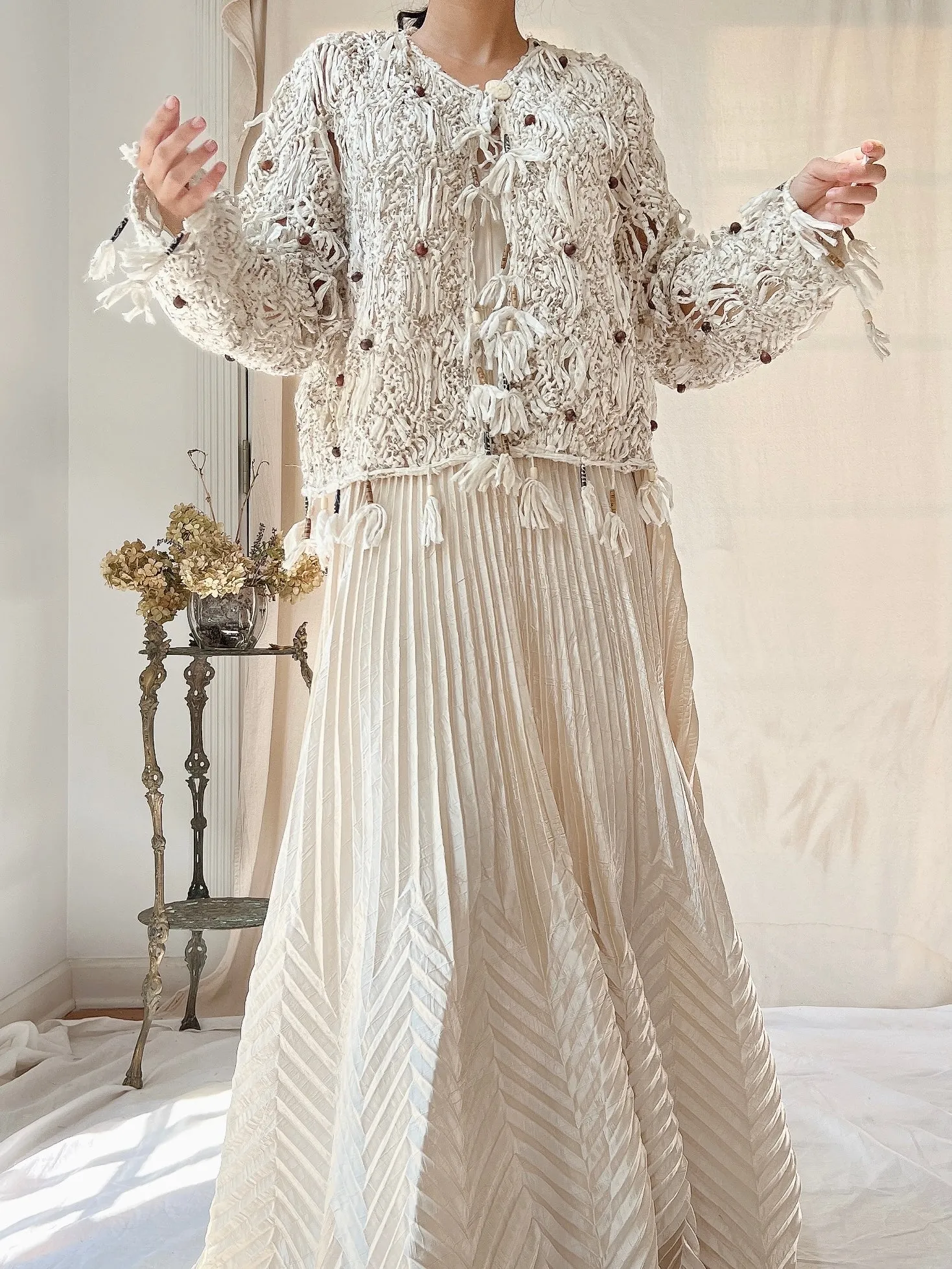 Vintage Raw Edge Crochet Jacket - M