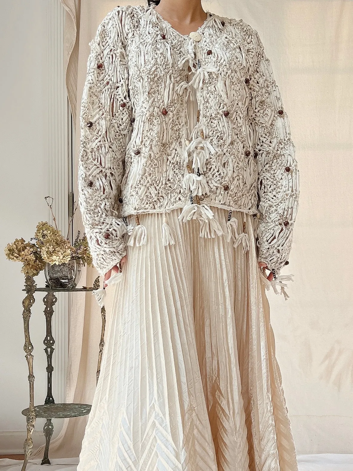 Vintage Raw Edge Crochet Jacket - M