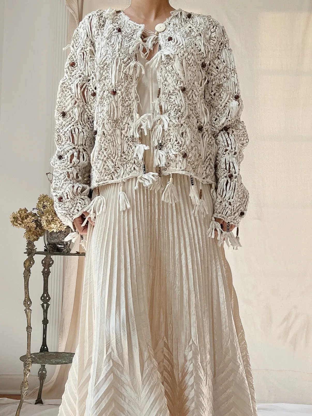 Vintage Raw Edge Crochet Jacket - M