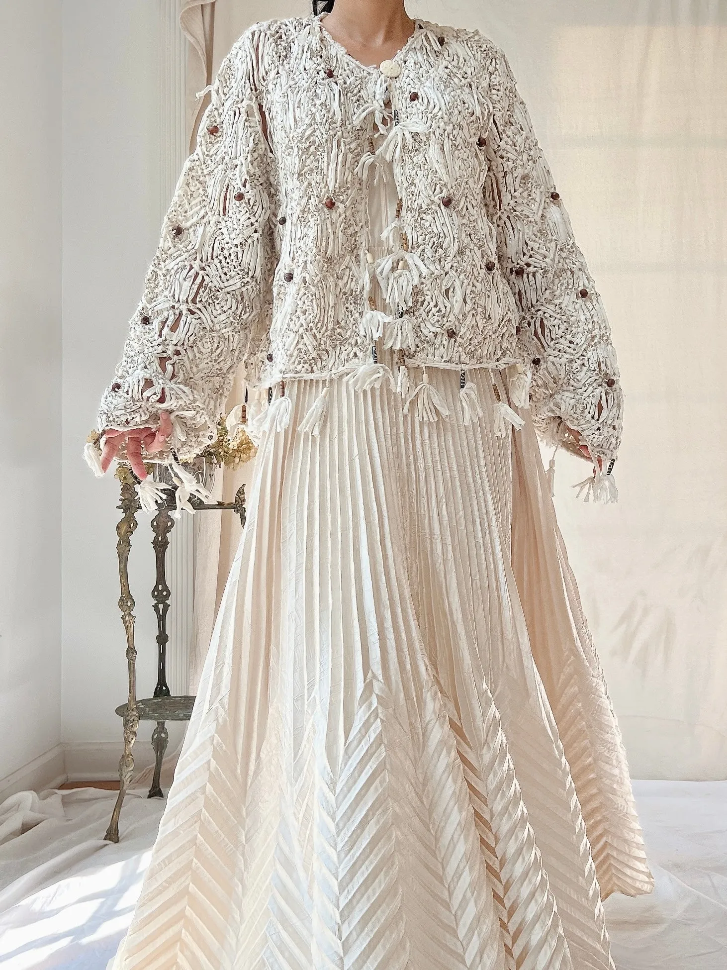 Vintage Raw Edge Crochet Jacket - M