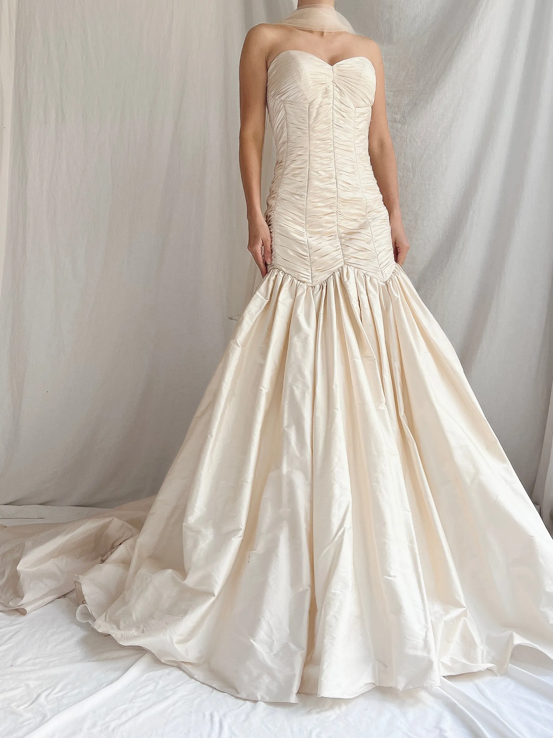 Vintage Silk Dropped Waist Gown - M