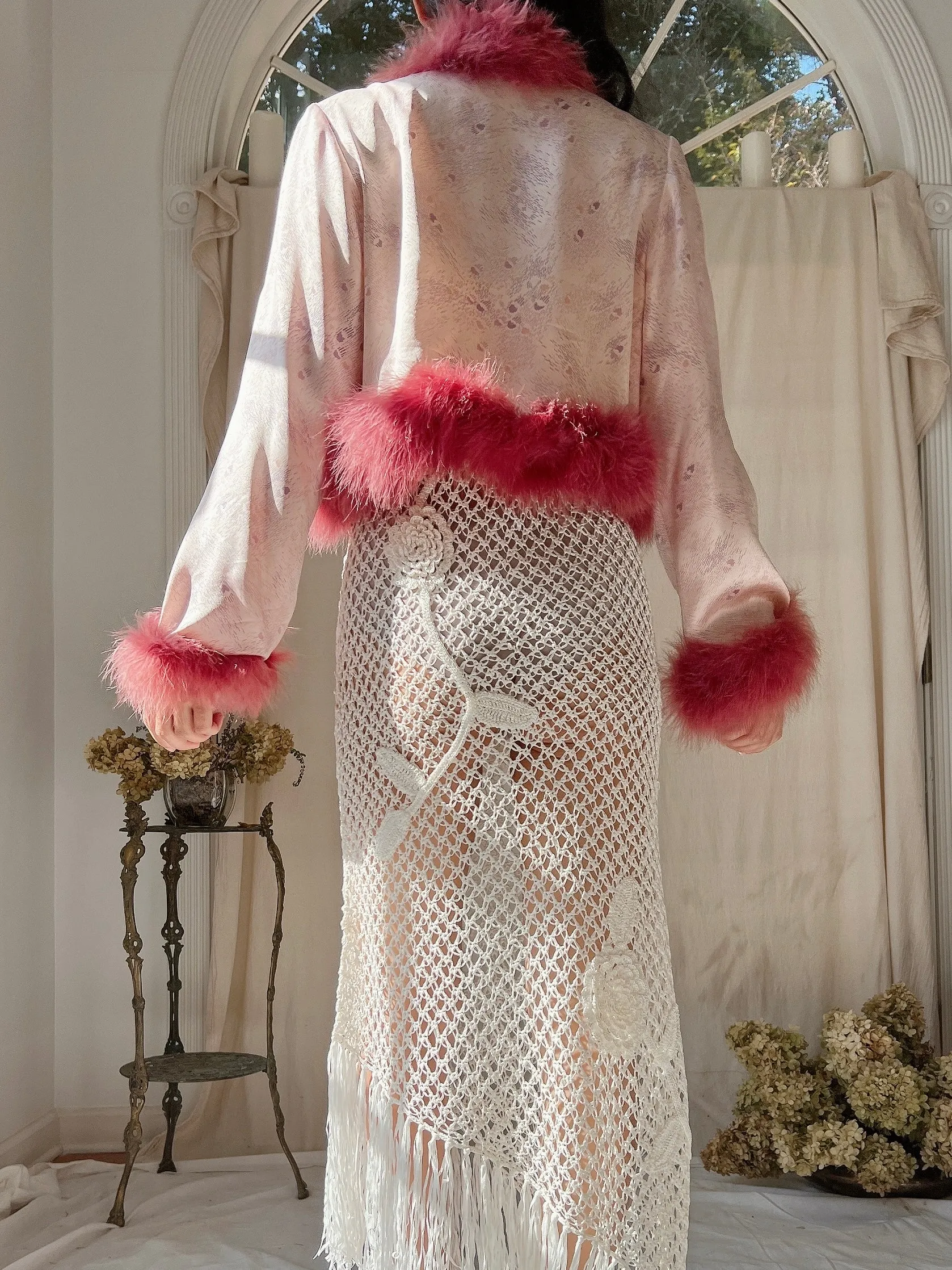 Vintage Silk Marabou Bolero - S/M