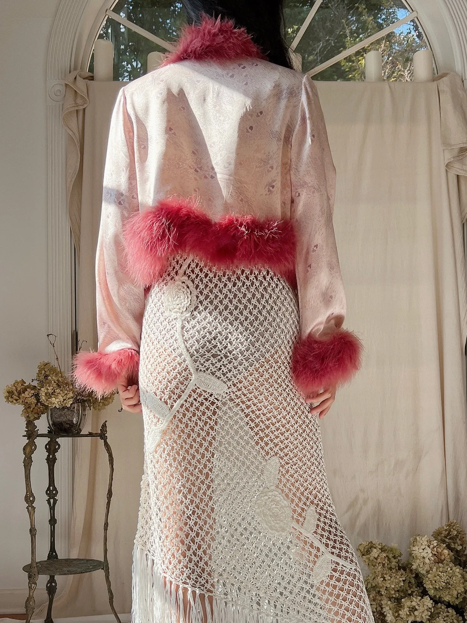 Vintage Silk Marabou Bolero - S/M
