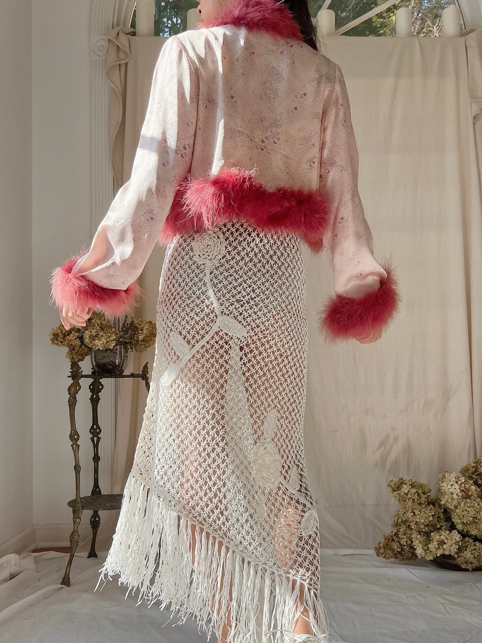 Vintage Silk Marabou Bolero - S/M