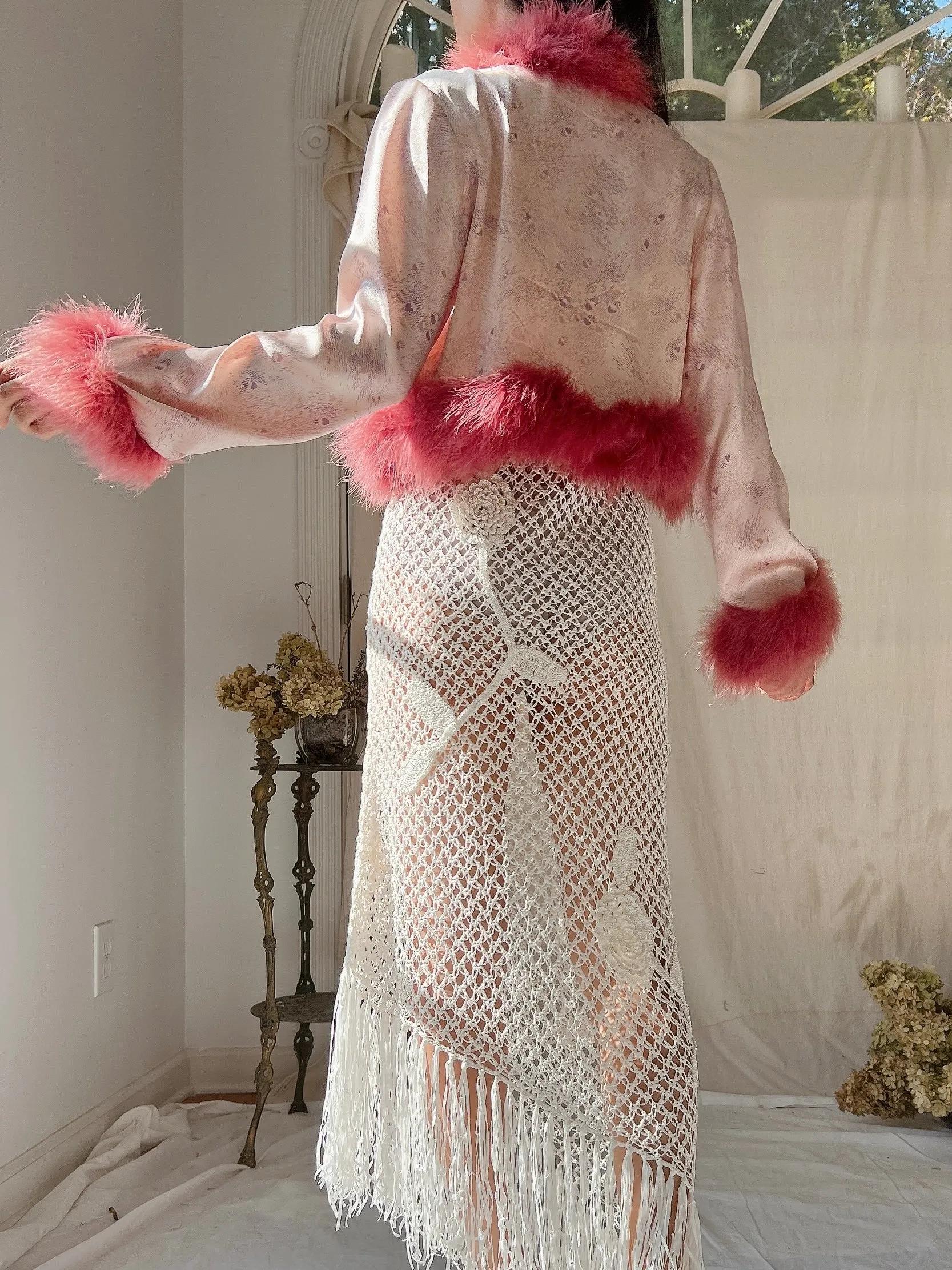 Vintage Silk Marabou Bolero - S/M