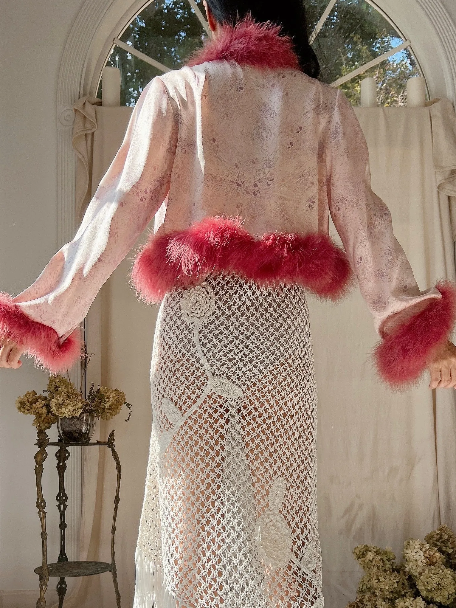Vintage Silk Marabou Bolero - S/M