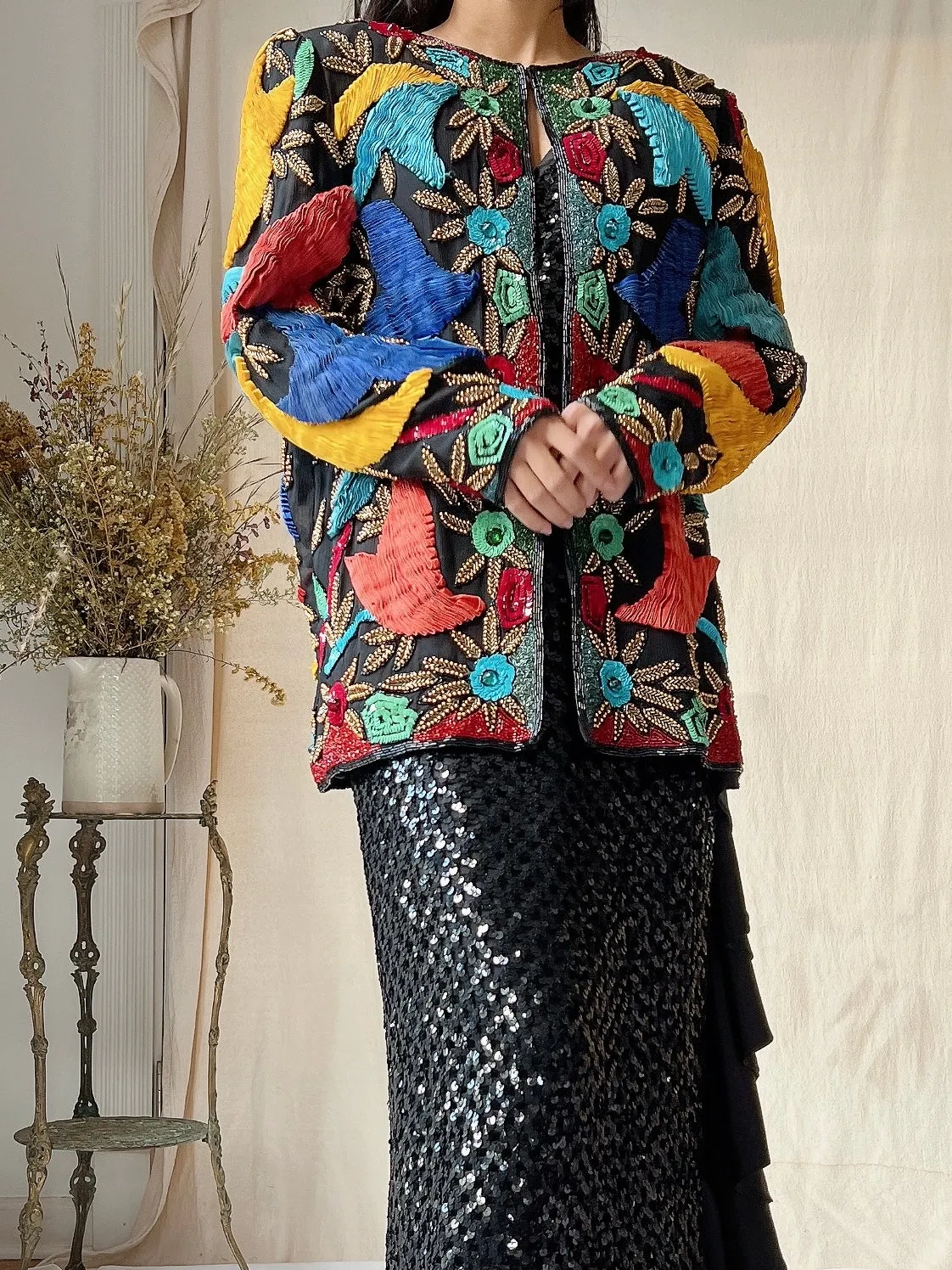 Vintage Silk Ribbon Jacket - M