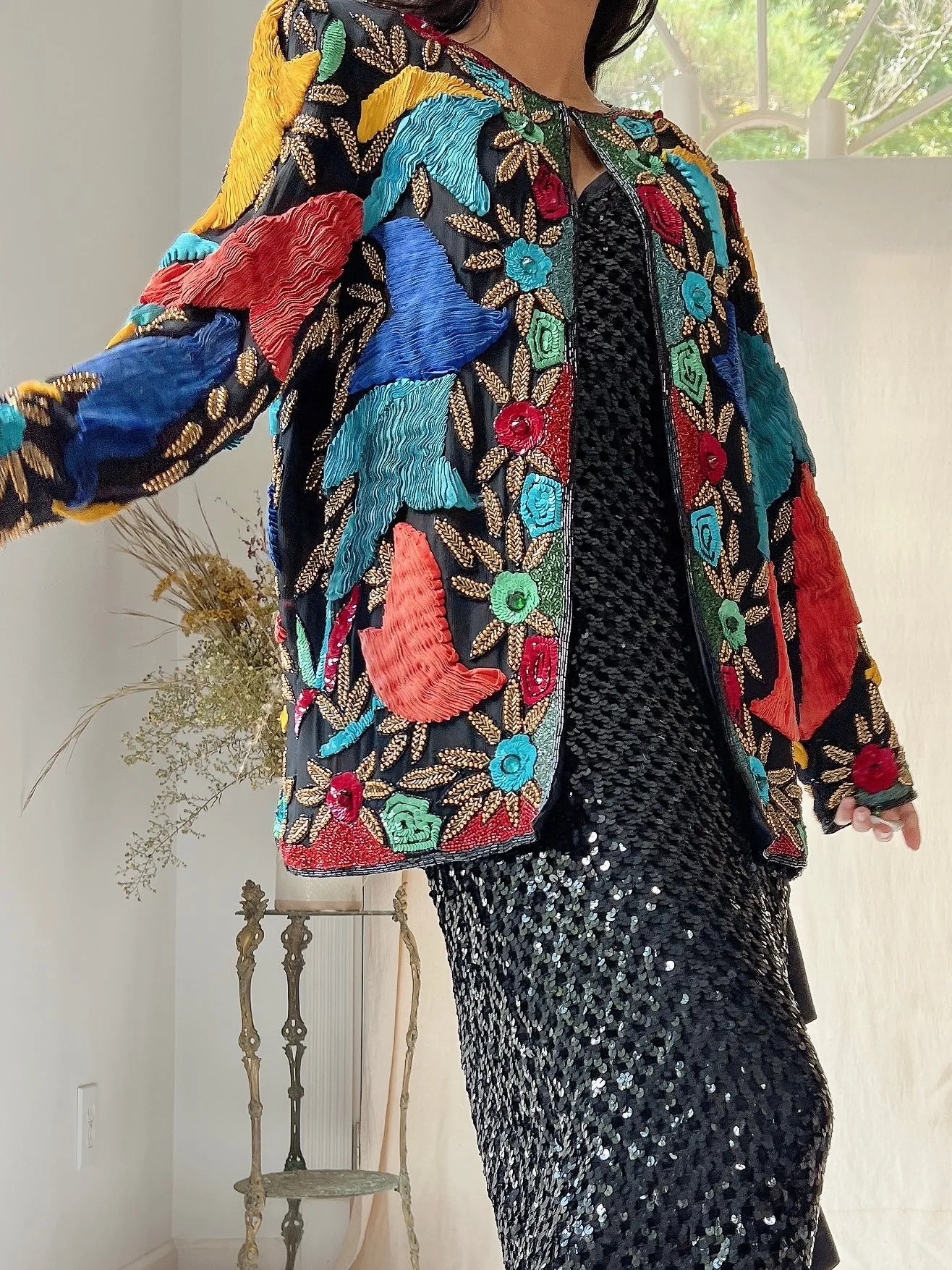 Vintage Silk Ribbon Jacket - M