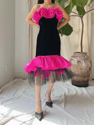 Vintage Velvet Victor Costa Ruffle Dress - M/8