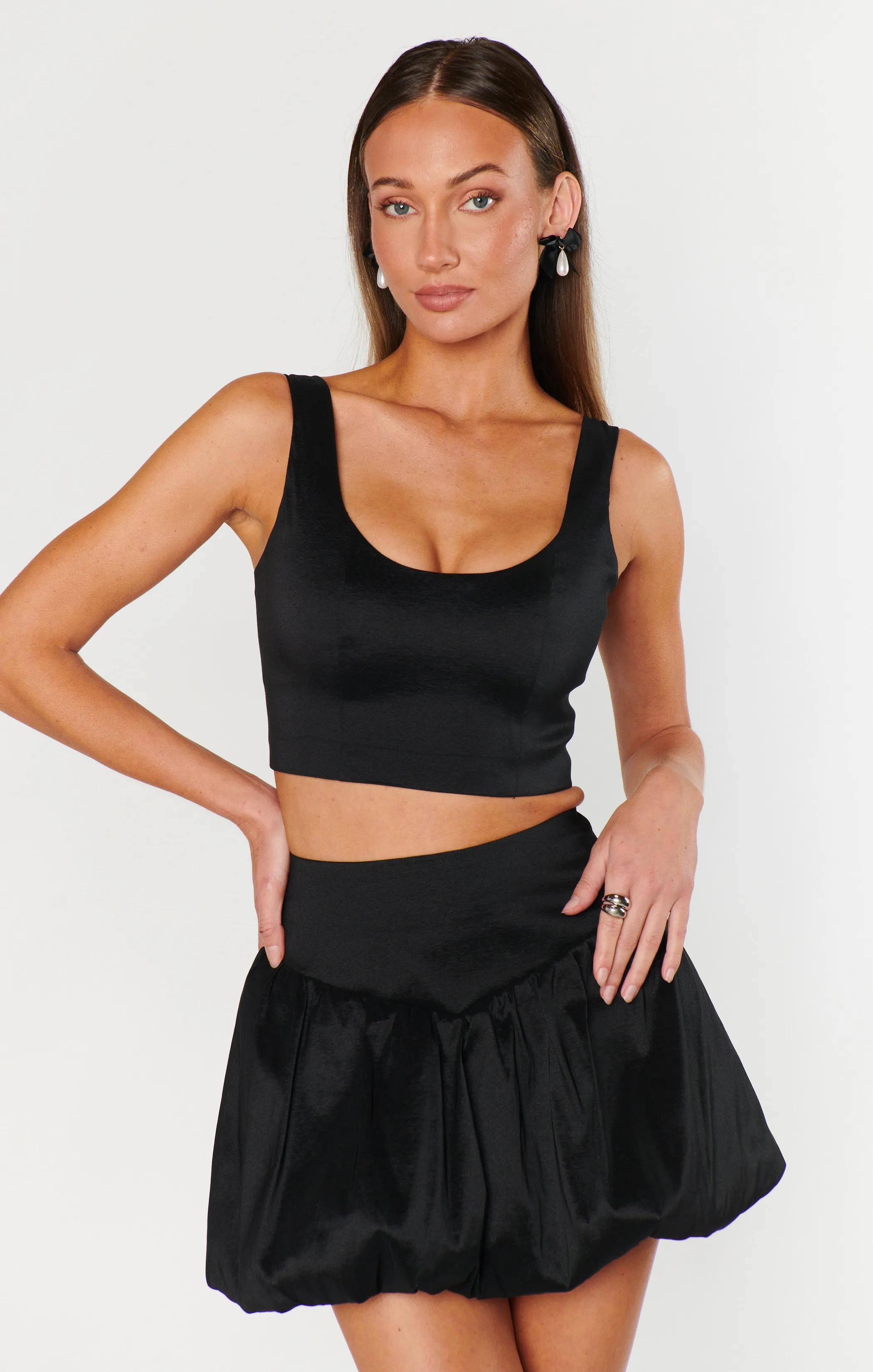 Vivianna Top ~ Black Taffeta