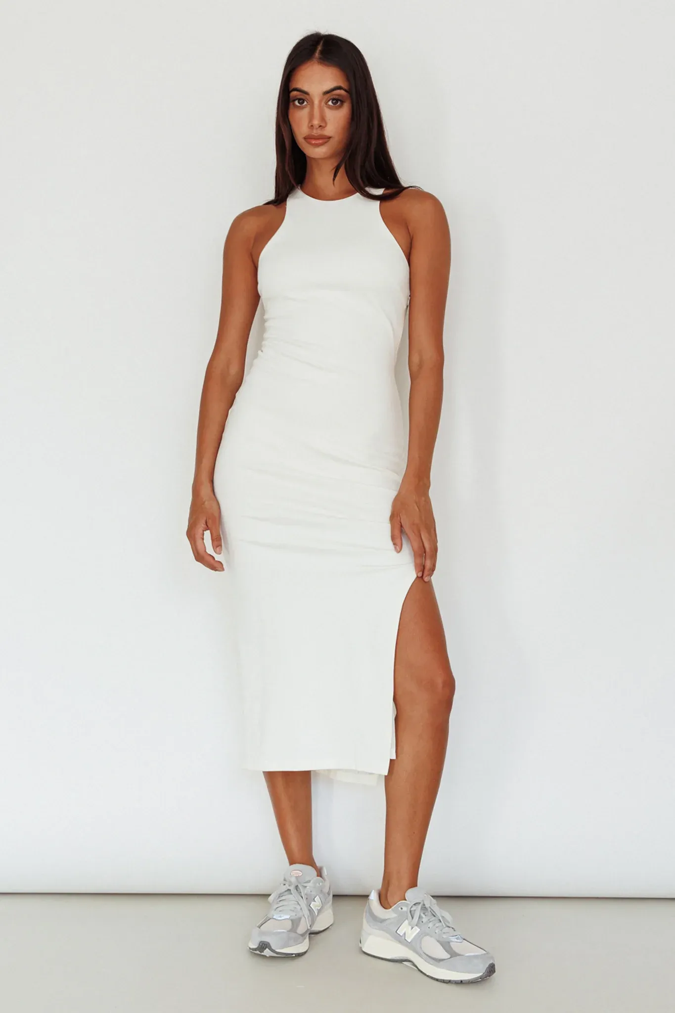 Voyage Racerback Midi Dress White