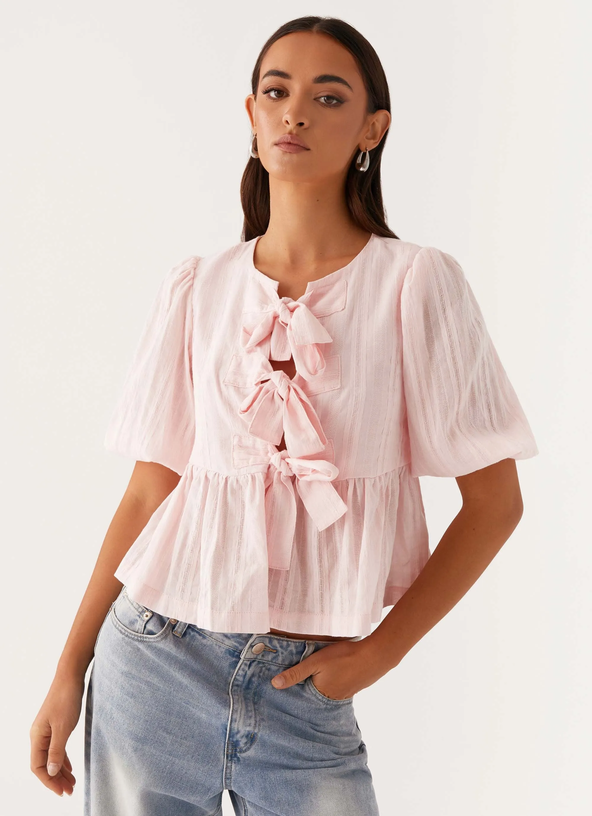 Western Wind Tie Top - Pink