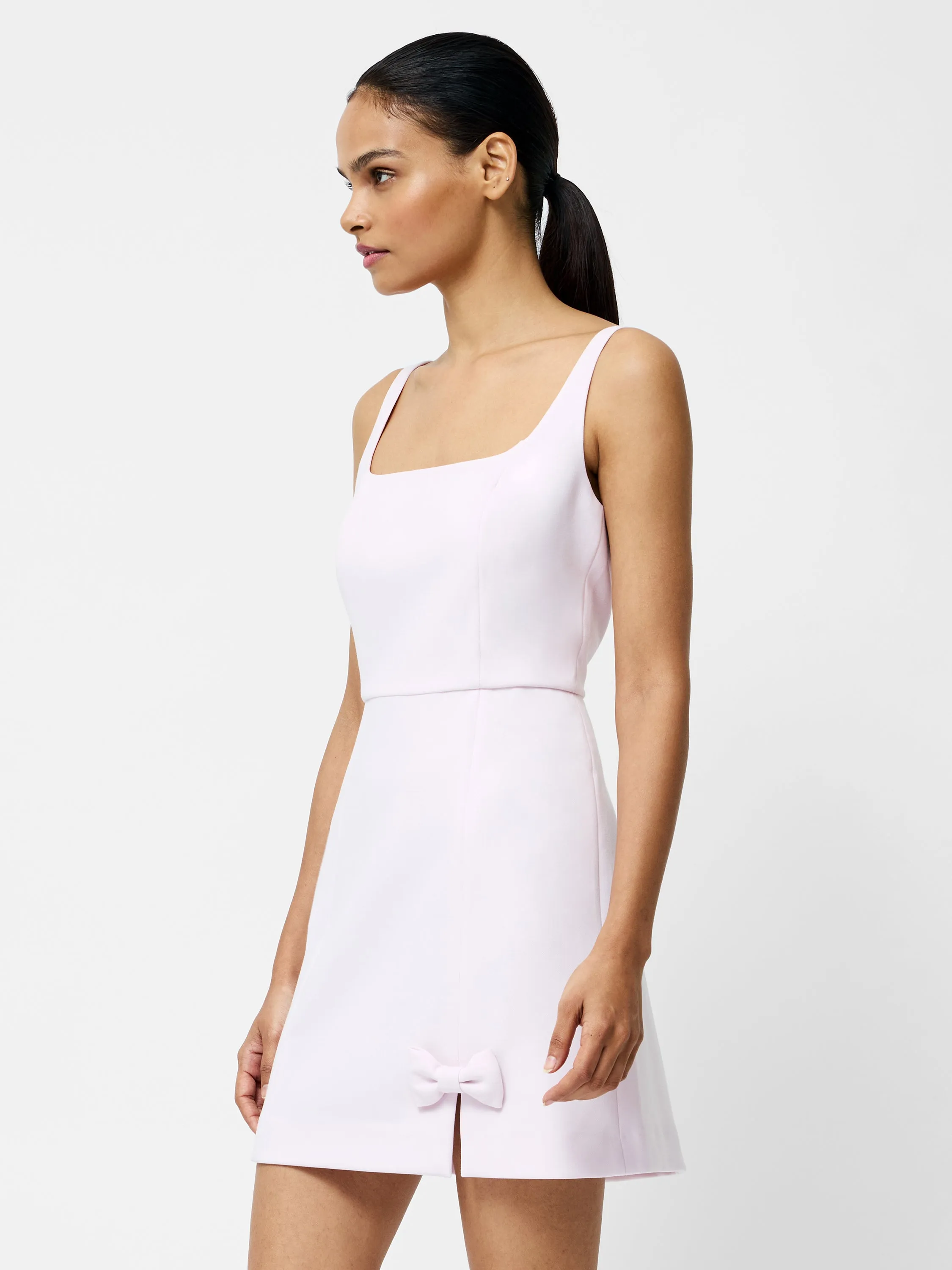 Whisper Bow Slit Strappy Mini Dress