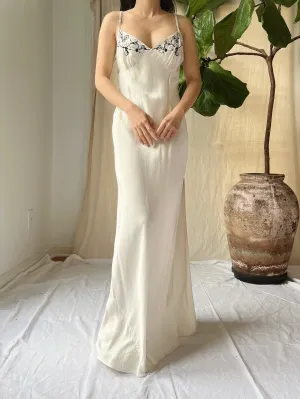 Y2K Silk Embroidered Slip - M