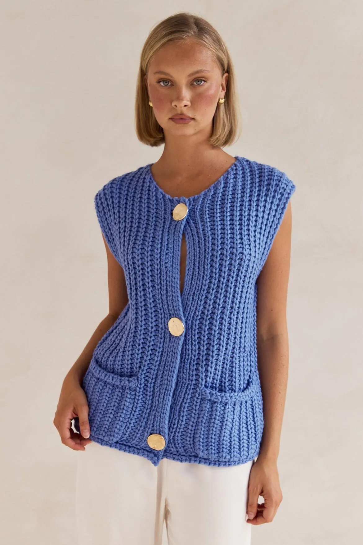 Zarlie Knit Vest (Blue)
